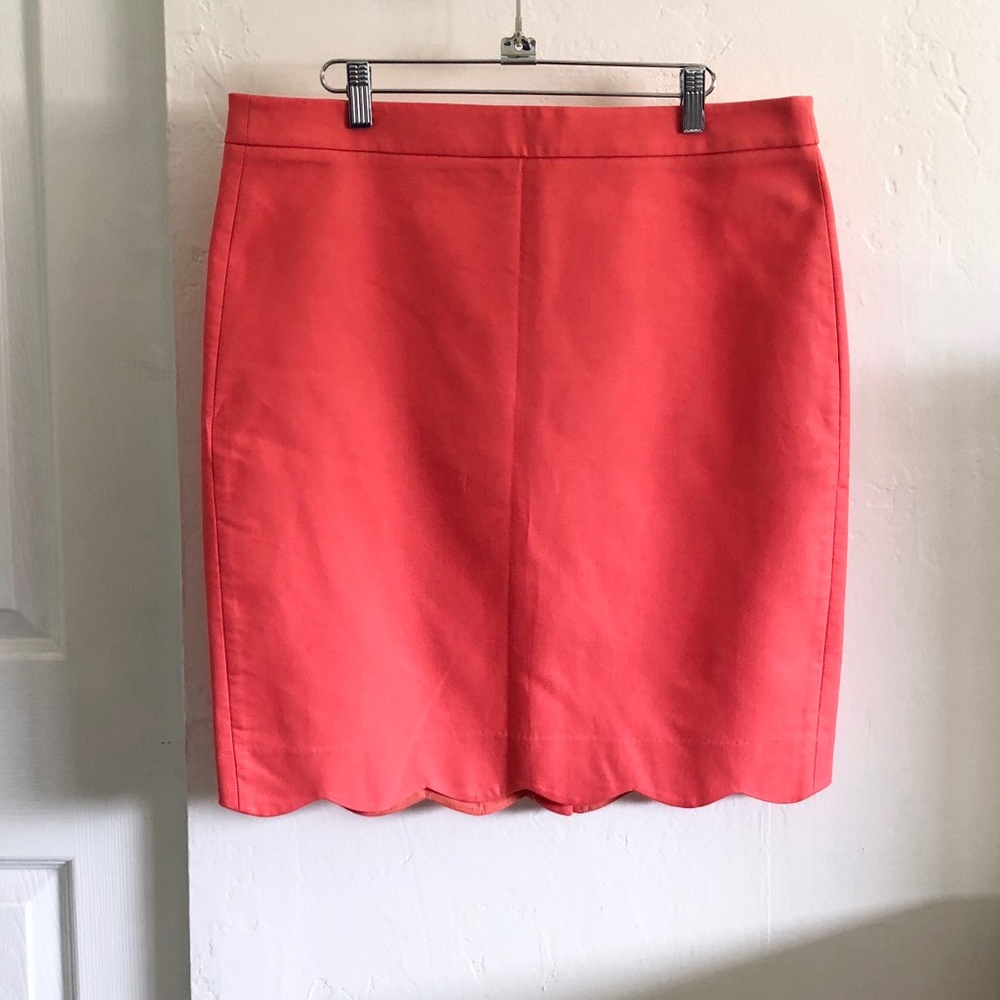 J. Crew coral scalloped cotton skirt 12